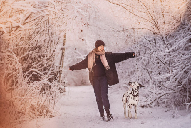 Fotoshooting mit Hund Hundeshooting im Schnee